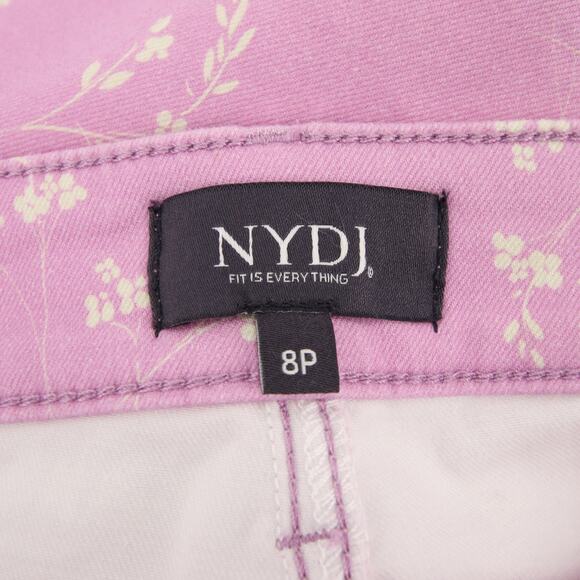 NYDJ Shorts Purple White Floral Pattern Ella Sideseam Slits Bermuda Size 8P - Picture 12 of 15